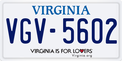 VA license plate VGV5602
