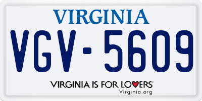 VA license plate VGV5609