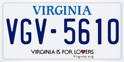 VA license plate VGV5610