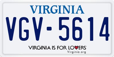 VA license plate VGV5614