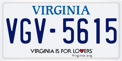 VA license plate VGV5615