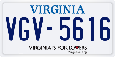 VA license plate VGV5616