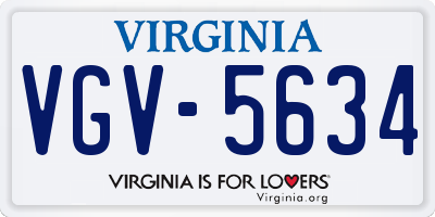VA license plate VGV5634