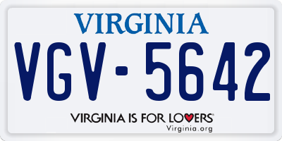 VA license plate VGV5642