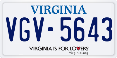 VA license plate VGV5643