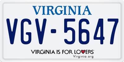 VA license plate VGV5647