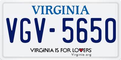 VA license plate VGV5650