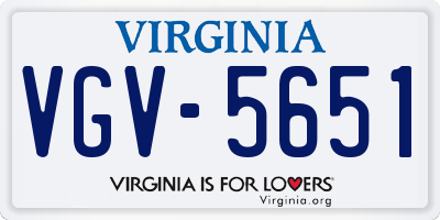 VA license plate VGV5651