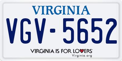 VA license plate VGV5652