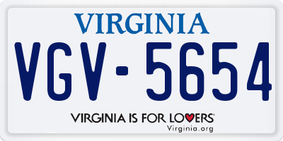 VA license plate VGV5654