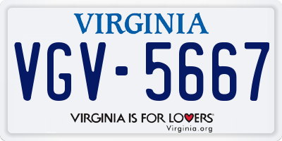 VA license plate VGV5667