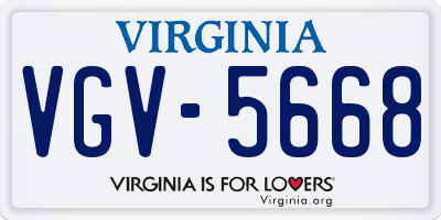 VA license plate VGV5668