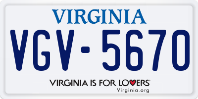 VA license plate VGV5670