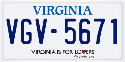 VA license plate VGV5671