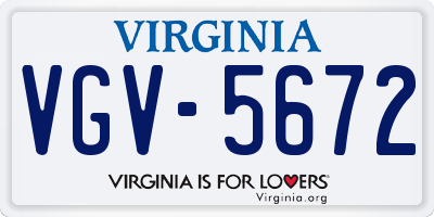 VA license plate VGV5672