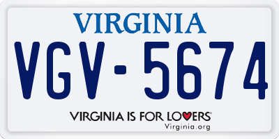 VA license plate VGV5674