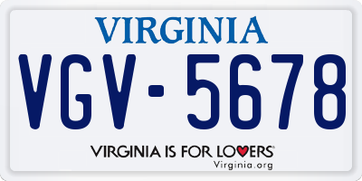 VA license plate VGV5678
