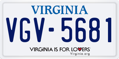 VA license plate VGV5681