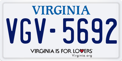 VA license plate VGV5692