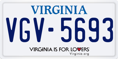 VA license plate VGV5693