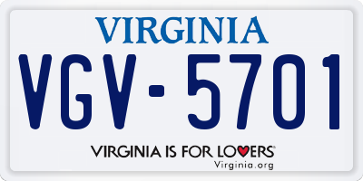 VA license plate VGV5701