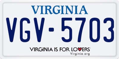 VA license plate VGV5703
