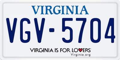 VA license plate VGV5704