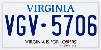 VA license plate VGV5706