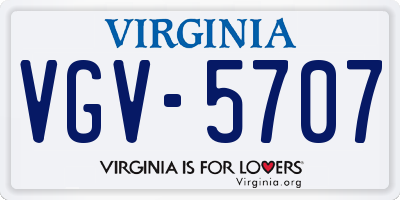 VA license plate VGV5707