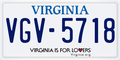 VA license plate VGV5718