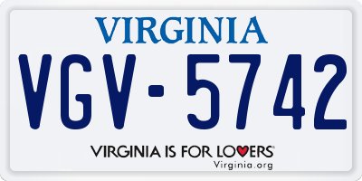 VA license plate VGV5742