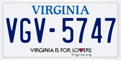 VA license plate VGV5747