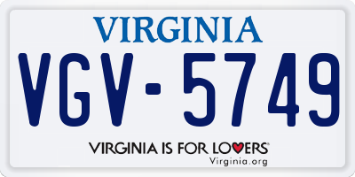 VA license plate VGV5749