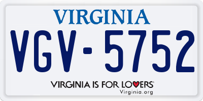 VA license plate VGV5752