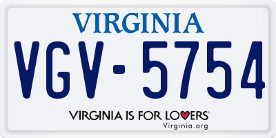 VA license plate VGV5754