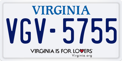 VA license plate VGV5755