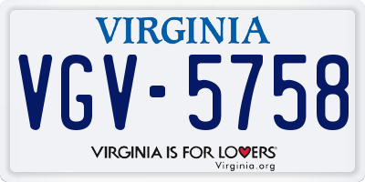VA license plate VGV5758