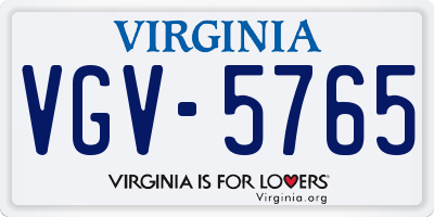 VA license plate VGV5765