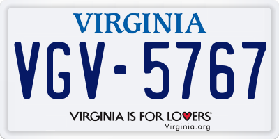 VA license plate VGV5767