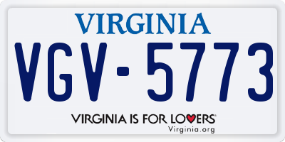 VA license plate VGV5773