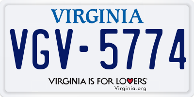 VA license plate VGV5774