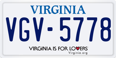 VA license plate VGV5778