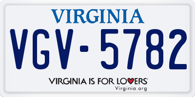 VA license plate VGV5782