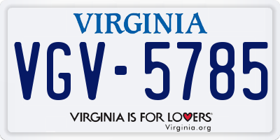 VA license plate VGV5785