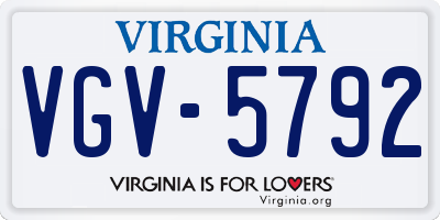 VA license plate VGV5792