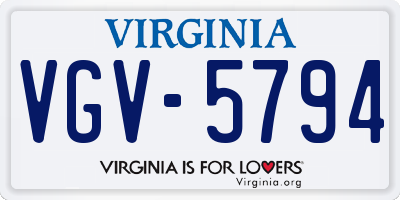 VA license plate VGV5794