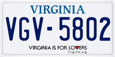 VA license plate VGV5802