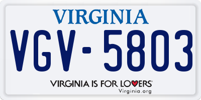 VA license plate VGV5803