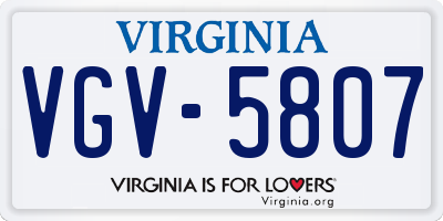 VA license plate VGV5807