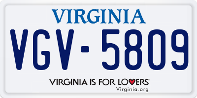 VA license plate VGV5809